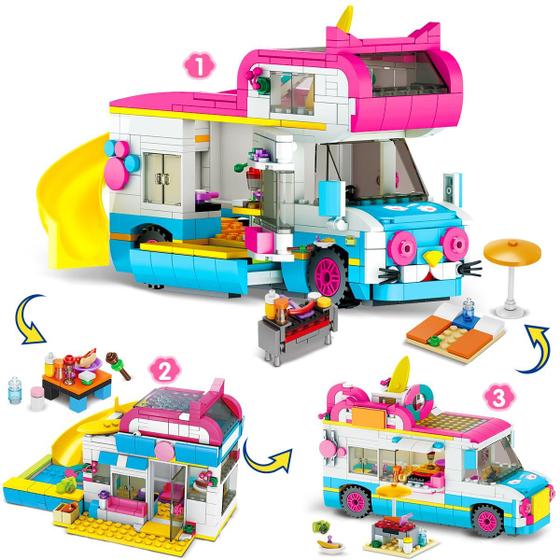 Imagem de Conjunto de Construção Cubimana 3 em 1 - Carro, Escorregador e 494 Peças com Adesivos