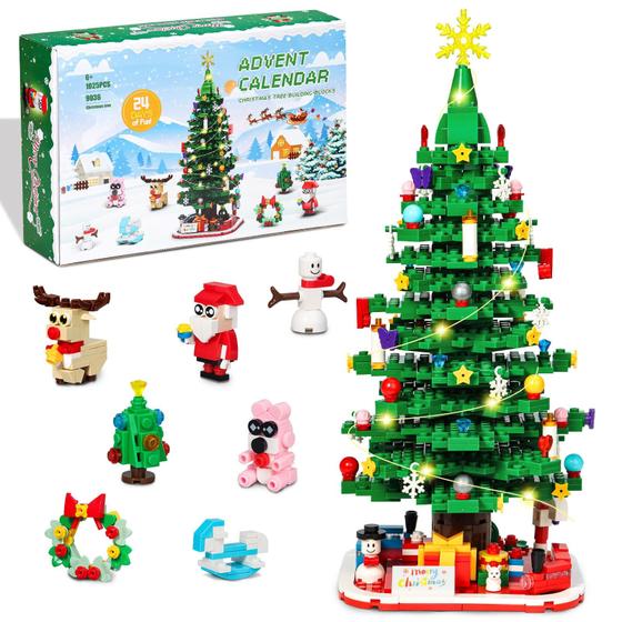 Imagem de Conjunto de Construção de Árvore de Natal com Calendário do Advento 2024 - LED 1025P