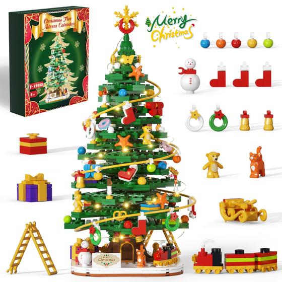 Imagem de Conjunto de Construção de Árvore de Natal Tweandar com Calendário do Advento e Luzes