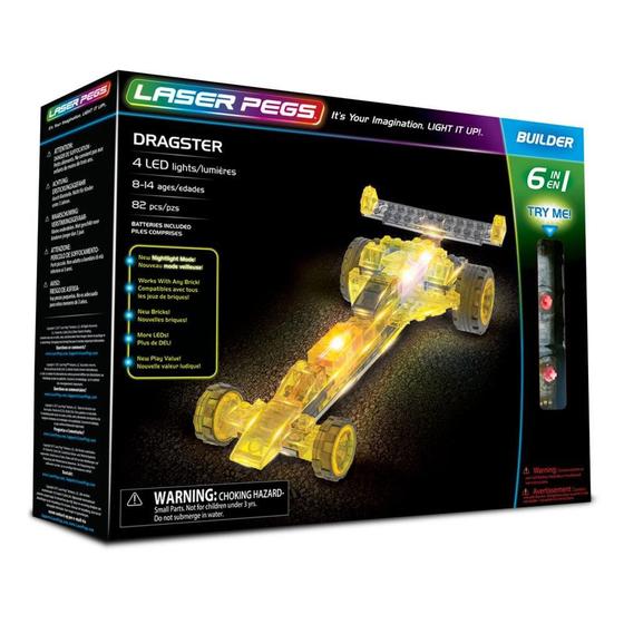 Imagem de Conjunto de Construção Dragster 6 em 1 com Luzes LED Laser Pegs