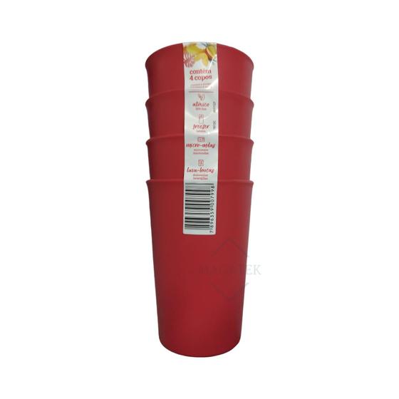 Imagem de Conjunto de Copos Sanremo 270ml Vermelho - Kit com 4 Copos