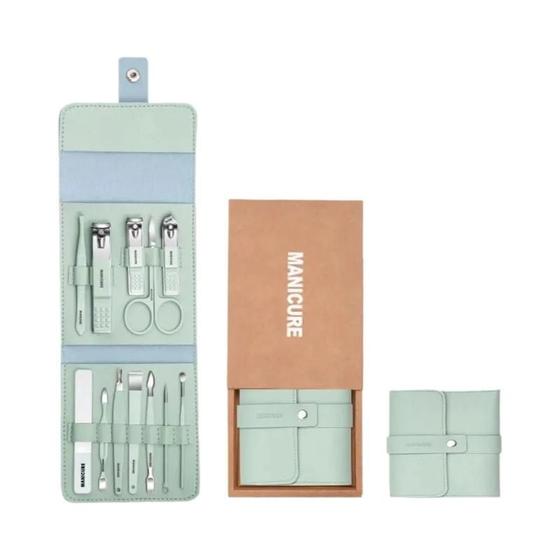 Imagem de Conjunto de Cortadores de Unhas de Aço Inoxidável (12-16 peças) - Kit de Manicure com Saco Dobrável