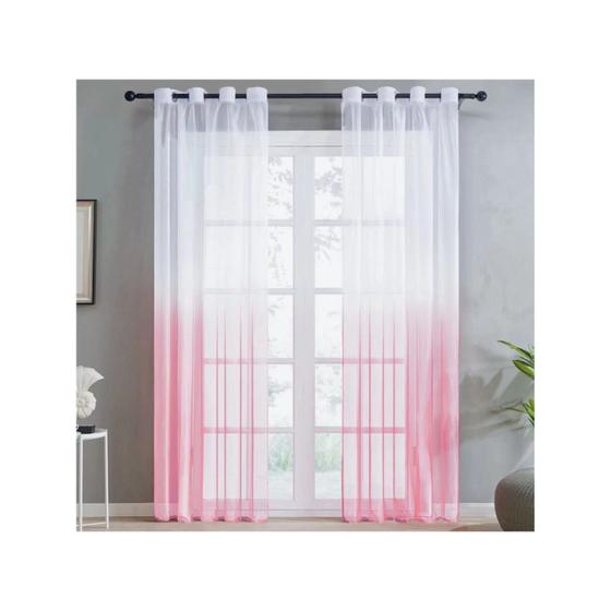 Imagem de Conjunto de cortinas Degrade Sheer 140x220cm de poliéster rosa com anéis