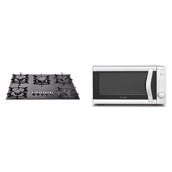 Imagem de Conjunto de Cozinha com Cooktop 5 Bocas e Forno Elétrico de Bancada 44L 220V Mueller Preto/Branco