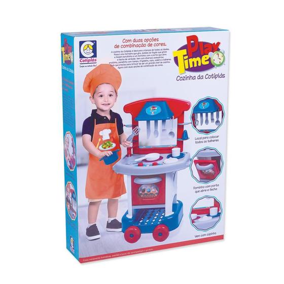 Imagem de Conjunto de Cozinha Infantil Play Time Azul e Vermelho Cotiplás 