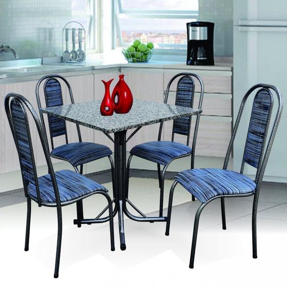 Imagem de Conjunto de Cozinha Mesa Quadrada Havaí 4 Cadeiras Aço Coelho