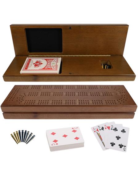Imagem de Conjunto de cribbage Board WE Games com cartas de baralho e pinos