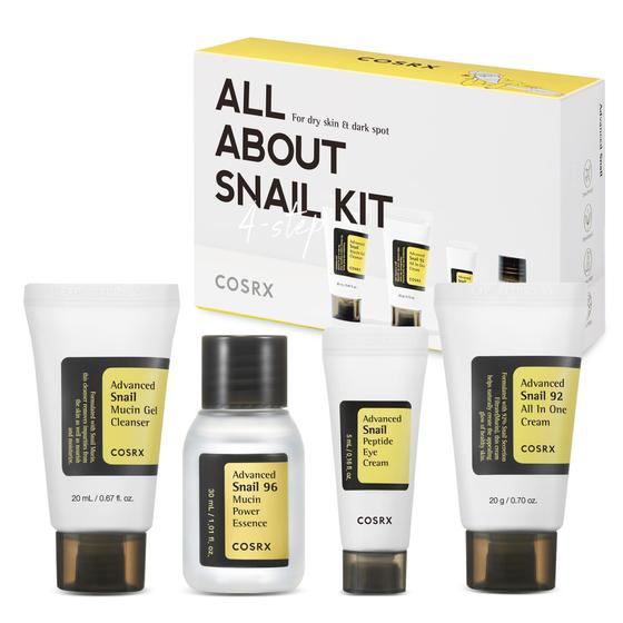 Imagem de Conjunto de cuidados com a pele COSRX All About Snail com limpador, essência e creme