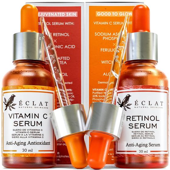 Imagem de Conjunto de cuidados com a pele Eclat Sérum facial com vitamina C e retinol anti-envelhecimento