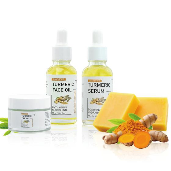 Imagem de Conjunto de cuidados com a pele Joanssore Turmeric Soap Bar, Creme e Óleo x5