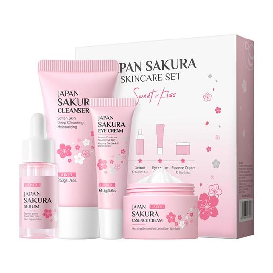 Imagem de Conjunto de Cuidados com a Pele LAIKOU Sakura Beauty - 4 Peças - Presente para Mulheres