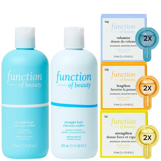 Imagem de Conjunto de cuidados com os cabelos Function of Beauty Straight Shampoo + Condicionador