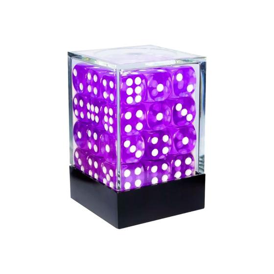Imagem de Conjunto de Dados Central Dices D6 Roxo Claro e Branco