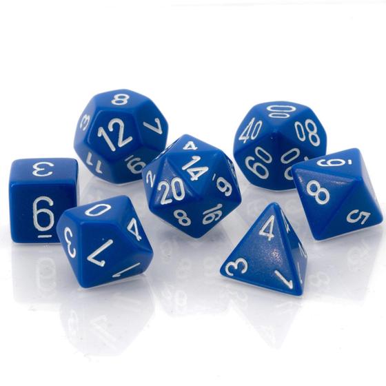 Imagem de Conjunto de dados Chessex CHX25406 azul opaco e branco