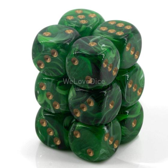 Imagem de Conjunto de dados Chessex D&D Vortex Green and Gold Polyhedral 12 D6