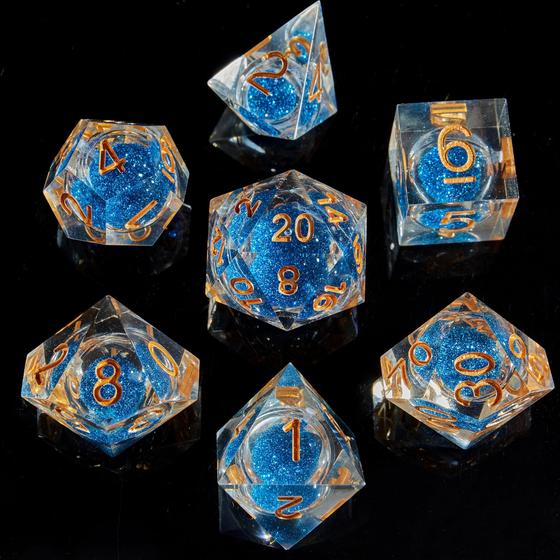 Imagem de Conjunto de Dados Fugacity DND Liquid Core Resin - 7 Peças com Estojo