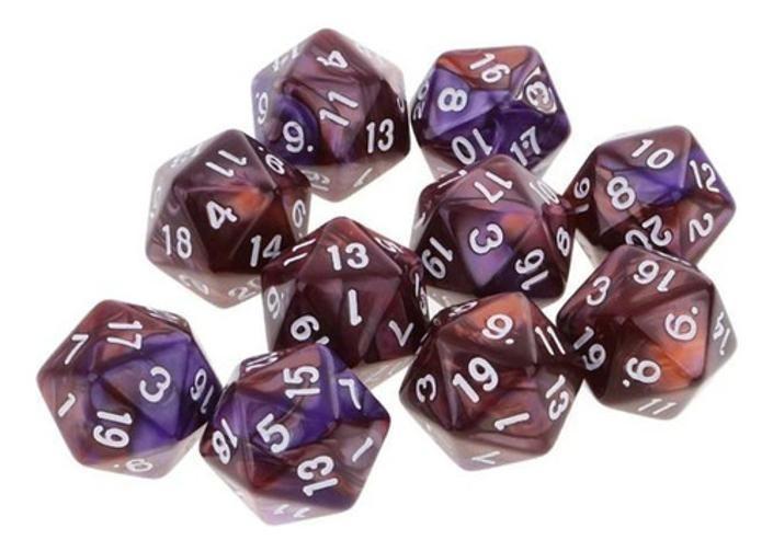 Imagem de Conjunto De Dados Rpg De Mesa - Marmorizado Roxo/Laranja