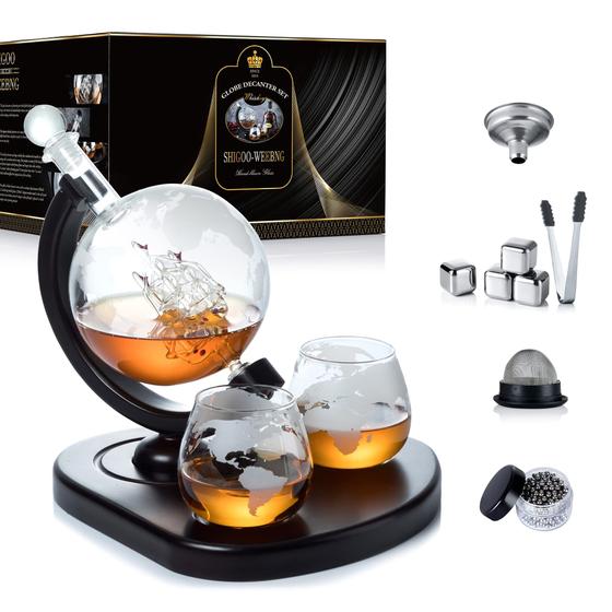 Imagem de Conjunto de Decanter de Uísque SHIGOO Globe com 2 Copos e Acessórios