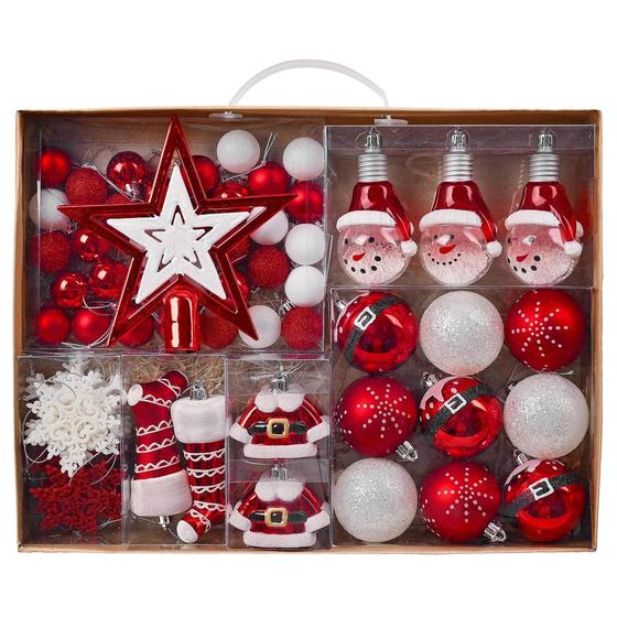 Imagem de Conjunto de decorações de árvore de Natal Valery Madelyn 70ct Red