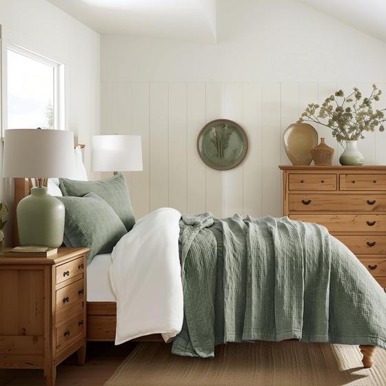 Imagem de Conjunto de edredões EVERGRACEHOME Stonewashed Cotton Queen com 2 capas