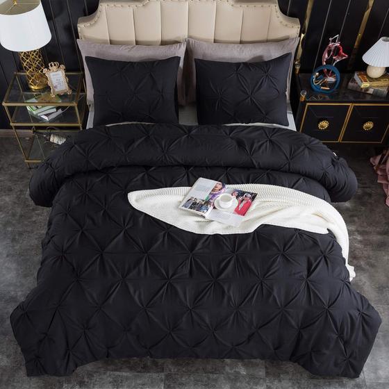 Imagem de Conjunto de Edredom Andency Black Pinch Pleat Twin com 1 Fronha
