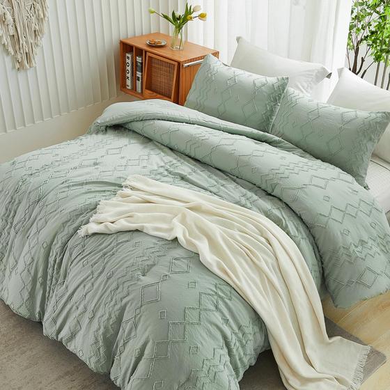 Imagem de Conjunto de edredom Andency Green Tufted King Size (264 x 229 cm), 3 peças