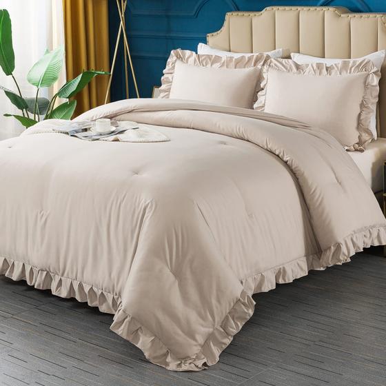 Imagem de Conjunto de edredom Andency Khaki King Size (264x228cm) 3 peças