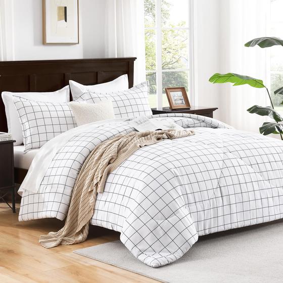 Imagem de Conjunto de Edredom Andency White Grid Queen - 1 Edredom e 2 Fronhas