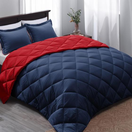 Imagem de Conjunto de Edredom Basic Beyond Queen Navy/Red - 1 Edredom e 2 Capas