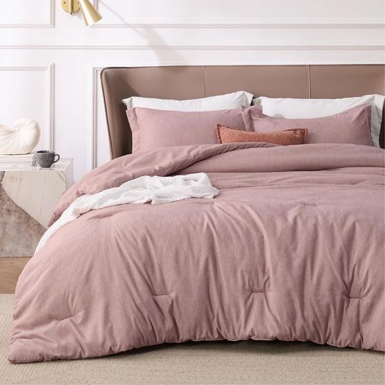 Imagem de Conjunto de edredom Bedsure Full Dusty Rose com 1 edredom e 2 capas
