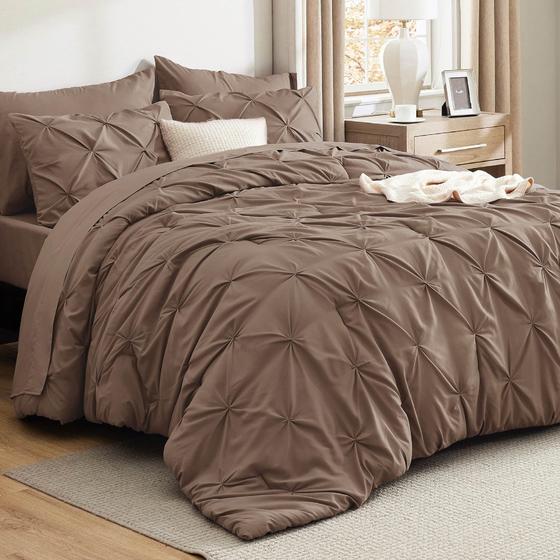 Imagem de Conjunto de Edredom Bedsure King Size 7 Peças - Marrom