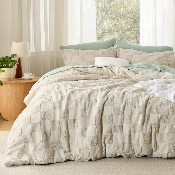 Imagem de Conjunto de Edredom Bedsure Queen Size Bege - Estilo Boho (3 Peças)
