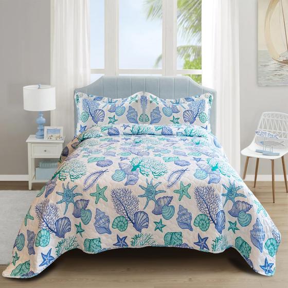 Imagem de Conjunto de Edredom Junsey Ocean Theme King Size - com 2 Fronhas