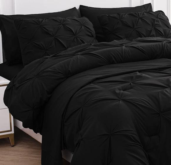 Imagem de Conjunto de Edredom LANE LINEN Twin Preto - com Lençóis e Fronha