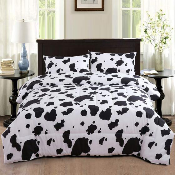 Imagem de Conjunto de Edredom Queen Size PERFEMET - Estampa de Vaca - Reversível