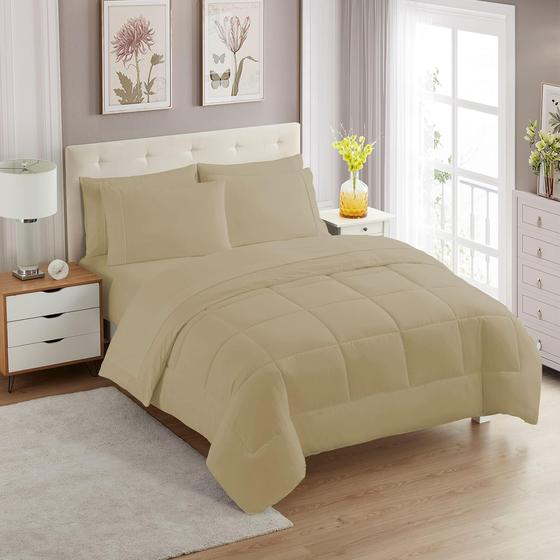 Imagem de Conjunto de edredom Sweet Home Collection Taupe Twin XL 7 peças