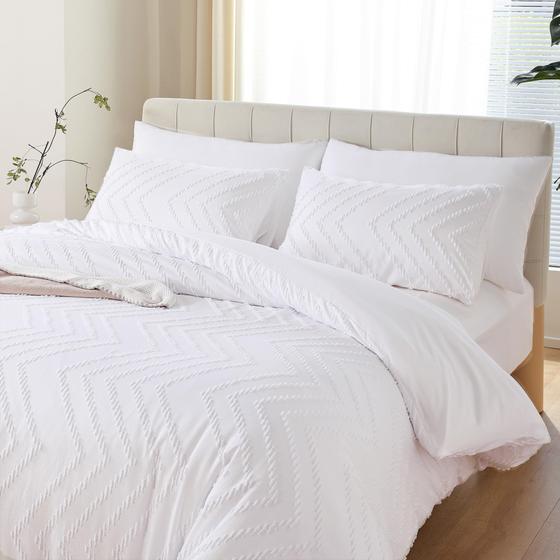 Imagem de Conjunto de edredom YIRDDEO White Boho em tamanho real, 3 unidades com 2 fronhas