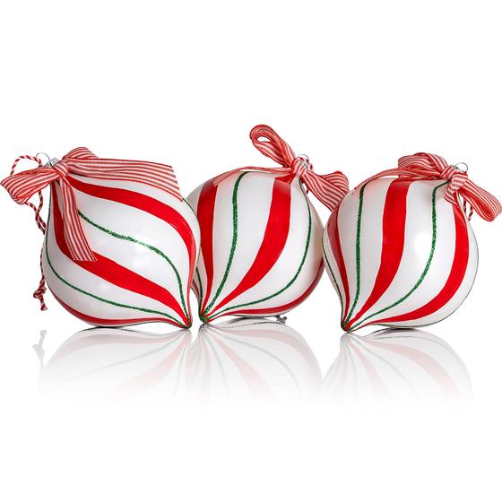Imagem de Conjunto de Enfeites de Natal Ornatividade Peppermint Candy - 1 Dúzia - Pacotinho de Doces em Formato de Bastão de Cana e Bolas Inquebráveis