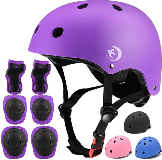 Imagem de Conjunto de equipamentos de proteção: capacete de bicicleta infantil FOOKCIAN para 3-8 anos