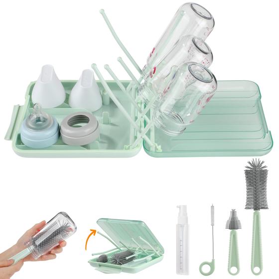 Imagem de Conjunto de escovas para garrafas YomauiYee 6 em 1 com escova de silicone verde