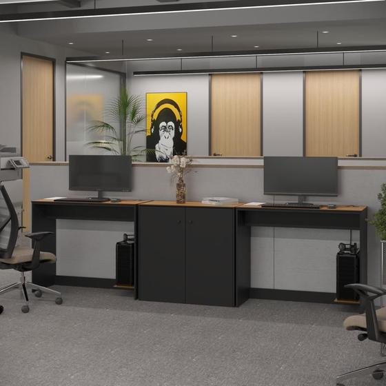 Imagem de Conjunto de Escritório 3 Peças Smart Office 2 Mesas e 1 Aparador Buffet
