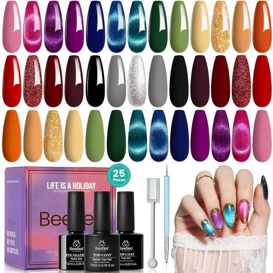 Imagem de Conjunto de Esmaltes em Gel Beetles Cat Eye - 20 Cores com Acessórios