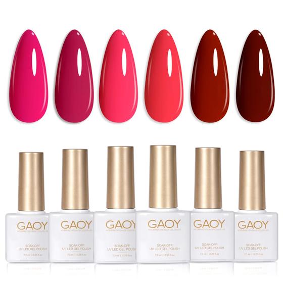 Imagem de Conjunto de Esmaltes em Gel GAOY - 6 Cores Neon (7,3ml cada) - Secagem UV/LED
