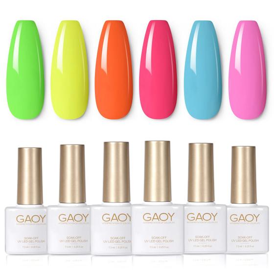 Imagem de Conjunto de Esmaltes em Gel GAOY Neon - 6 Cores (7,3 mL)