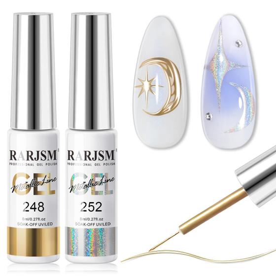 Imagem de Conjunto de Esmaltes em Gel RARJSM - Efeito Cromado Espelhado (8ml x 2)