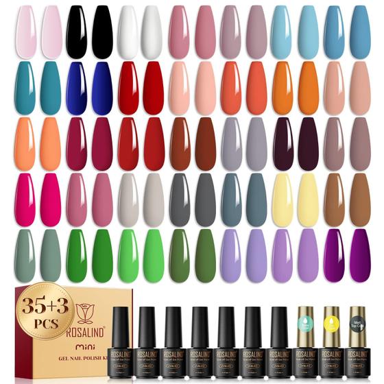 Imagem de Conjunto de Esmaltes em Gel ROSALIND - 38 Unidades com 35 Cores + Base e Top Coat