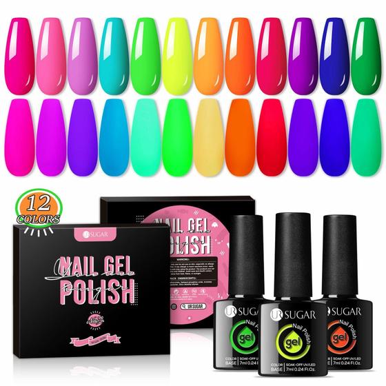 Imagem de Conjunto de Esmaltes em Gel UR SUGAR Neon - 12 Cores de 7ml - Primavera/Verão