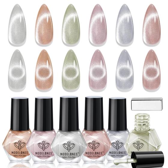 Imagem de Conjunto de Esmaltes Magnéticos Cat Eye Modelones - 6 Cores