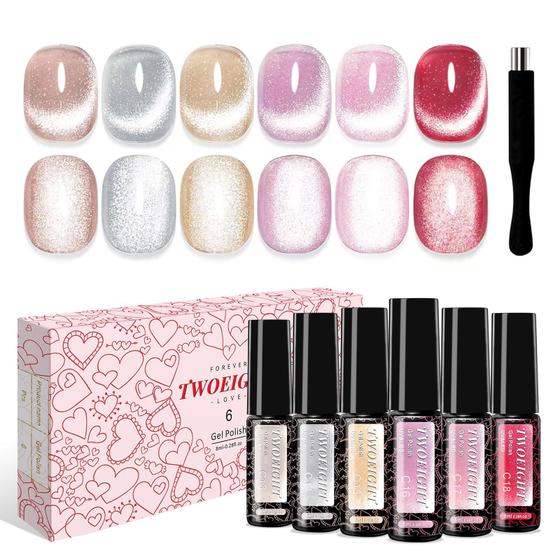 Imagem de Conjunto de Esmaltes Magnéticos TWOEIGHT Jelly Cat Eye - 8ml x 6 Cores