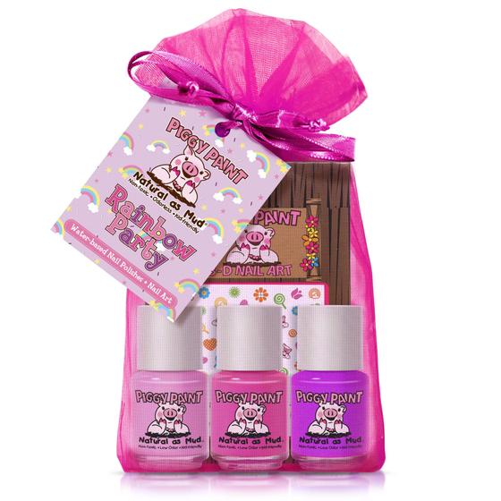 Imagem de Conjunto de Esmaltes Piggy Paint Rainbow Party - 3 Unidades de 7ml com Arte de Unhas